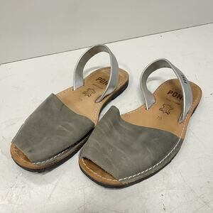 Pons Classic Avarca Sandals Taupe Silver Women’s 10 Leather Strap Flats Menorca